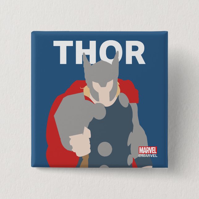 Thor Flat Colour Character Art 2 Inch Square Button (Front)