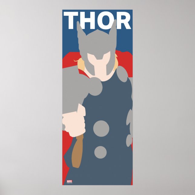 Thor Flat Colour Character Art Poster (Front)