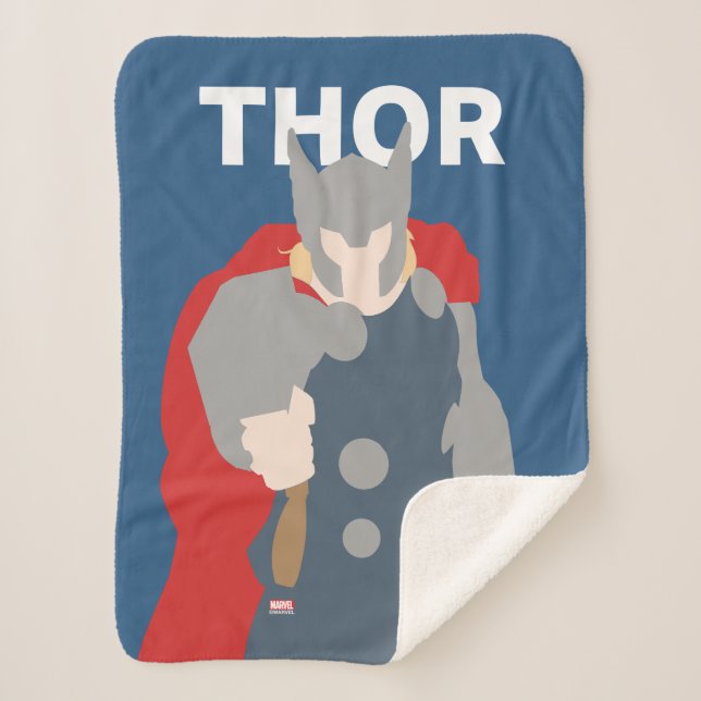 Thor Flat Colour Character Art Sherpa Blanket (Front)