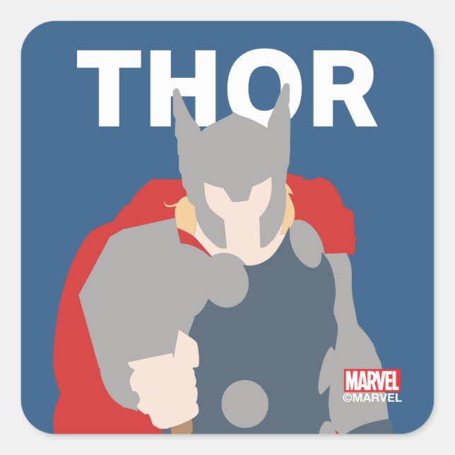 Thor Flat Colour Character Art Square Sticker (Front)