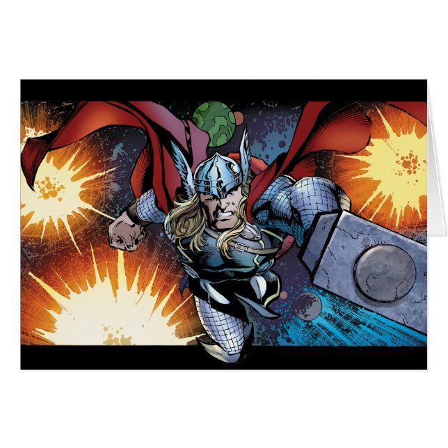 Thor Flying Through Space Comic Panel (Front Horizontal)
