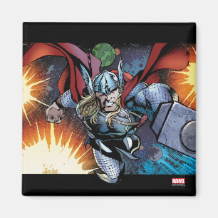 Thor Flying Through Space Comic Panel Magnet