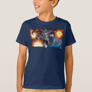 Thor Flying Through Space Comic Panel T-Shirt