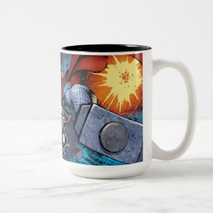Thor Flying Through Space Comic Panel Two-Tone Coffee Mug