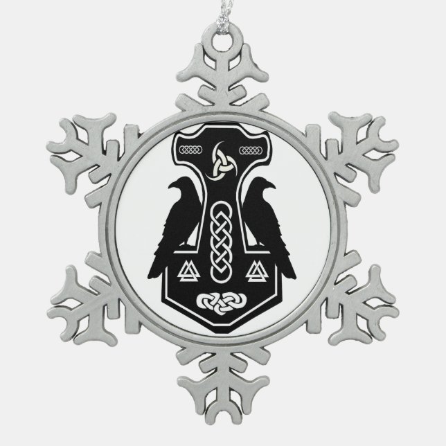 Thor Hammer Snowflake Ornament (Front)
