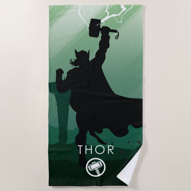 Thor Heroic Silhouette Beach Towel (Front)