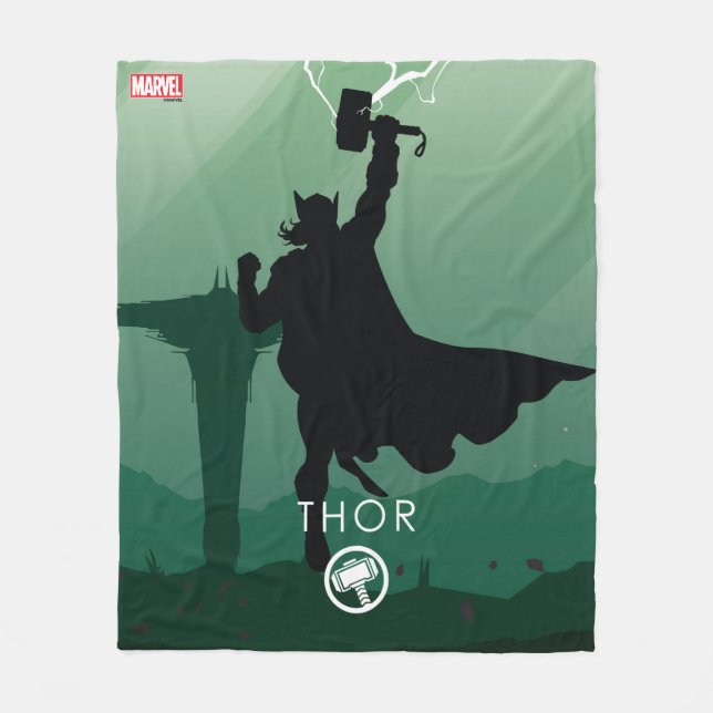 Thor Heroic Silhouette Fleece Blanket (Front)