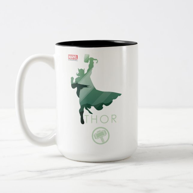 Thor Heroic Silhouette Two-Tone Coffee Mug (Left)