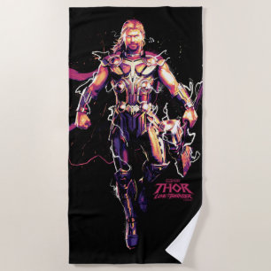 Thor Illustrated Character Art Beach Towel
