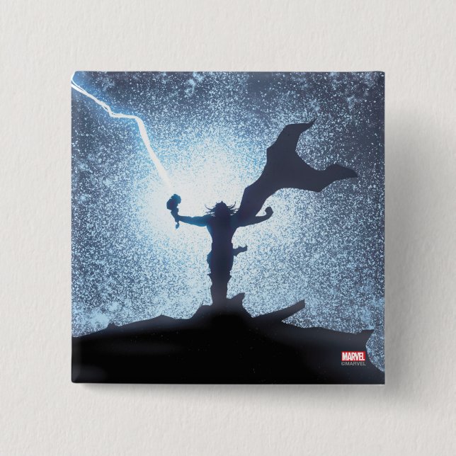 Thor Lightning Comic Panel 2 Inch Square Button (Front)
