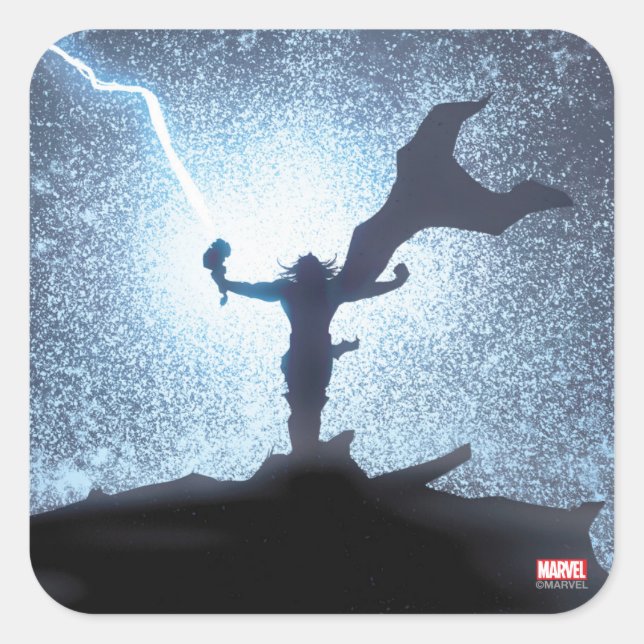 Thor Lightning Comic Panel Square Sticker (Front)