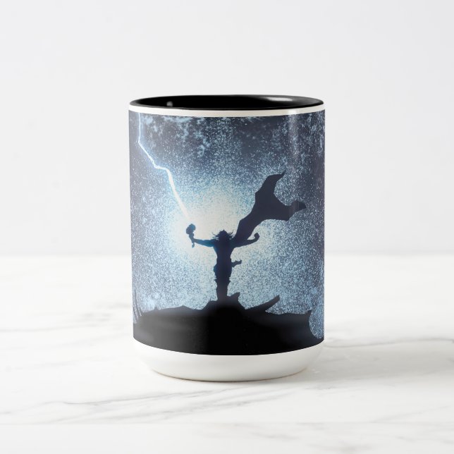 Thor Lightning Comic Panel Two-Tone Coffee Mug (Center)