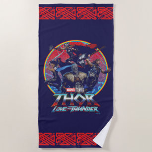 Thor: Love and Thunder Retro Group Graphic Beach Towel