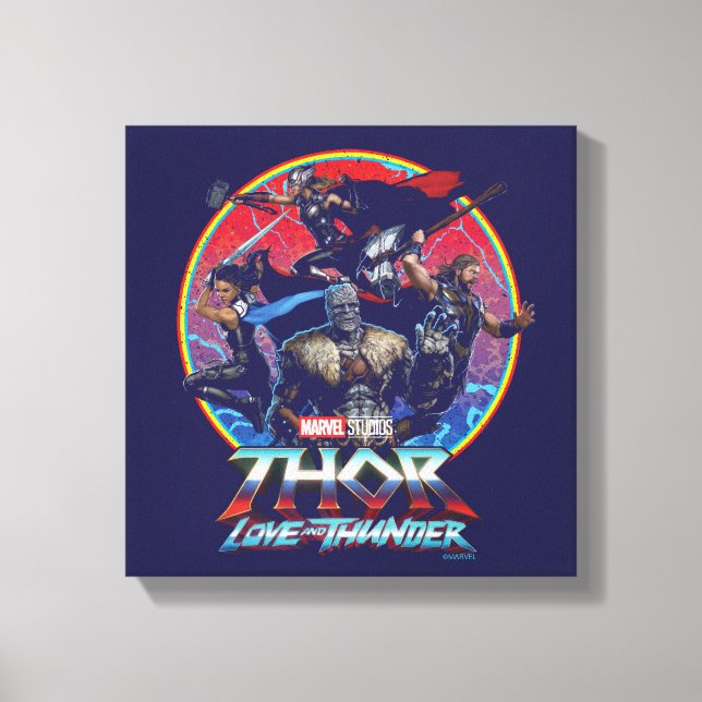 Thor: Love and Thunder Retro Group Graphic Canvas Print (Front)
