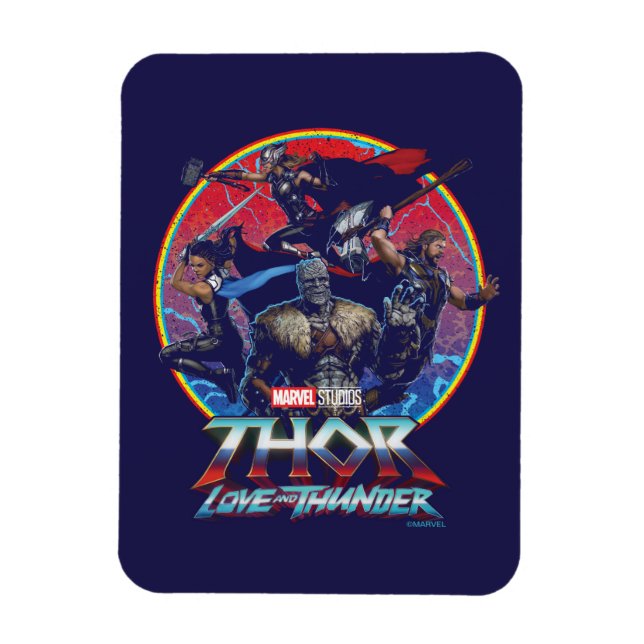 Thor: Love and Thunder Retro Group Graphic Magnet (Vertical)