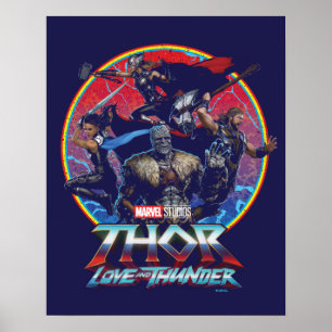 Thor: Love and Thunder Retro Group Graphic Poster