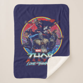 Thor: Love and Thunder Retro Group Graphic Sherpa Blanket