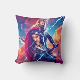 Thor on Mountain Top Throw Pillow