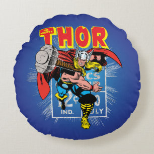Thor Retro Comic Price Graphic Round Pillow