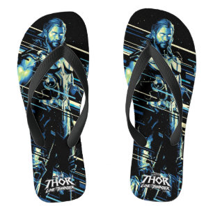 Thor Stylized Striped Character Graphic Flip Flops