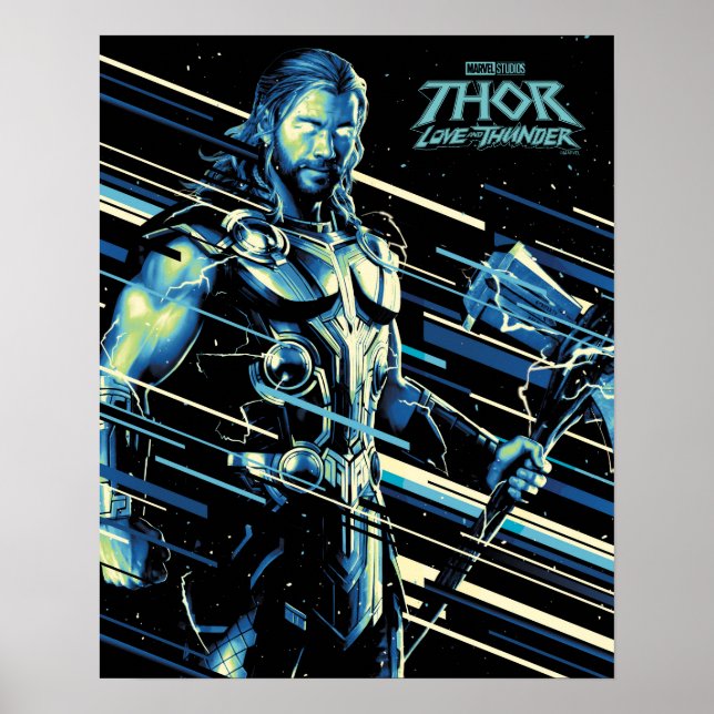Thor Stylized Striped Character Graphic Poster (Front)