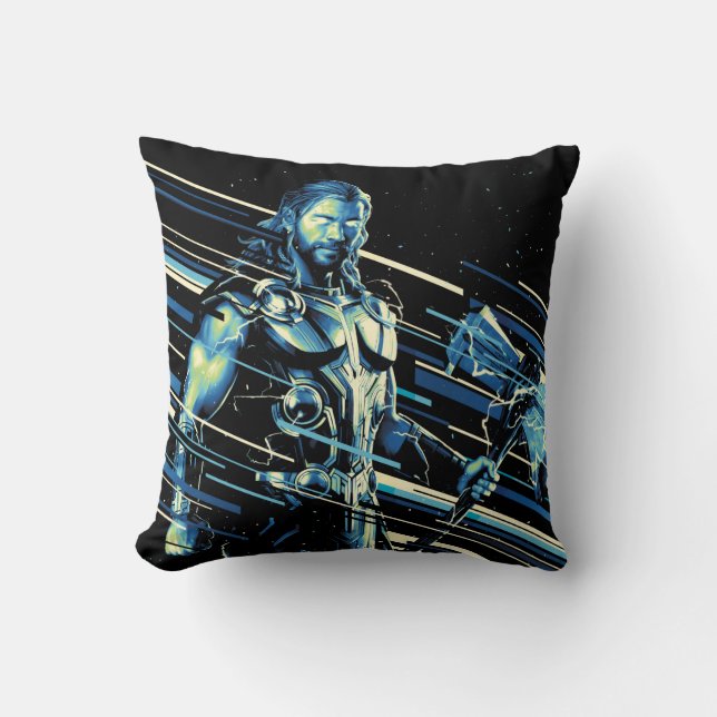 Thor Stylized Striped Character Graphic Throw Pillow (Front)
