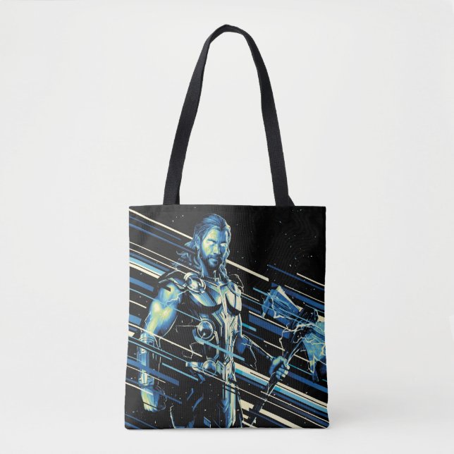 Thor Stylized Striped Character Graphic Tote Bag (Front)