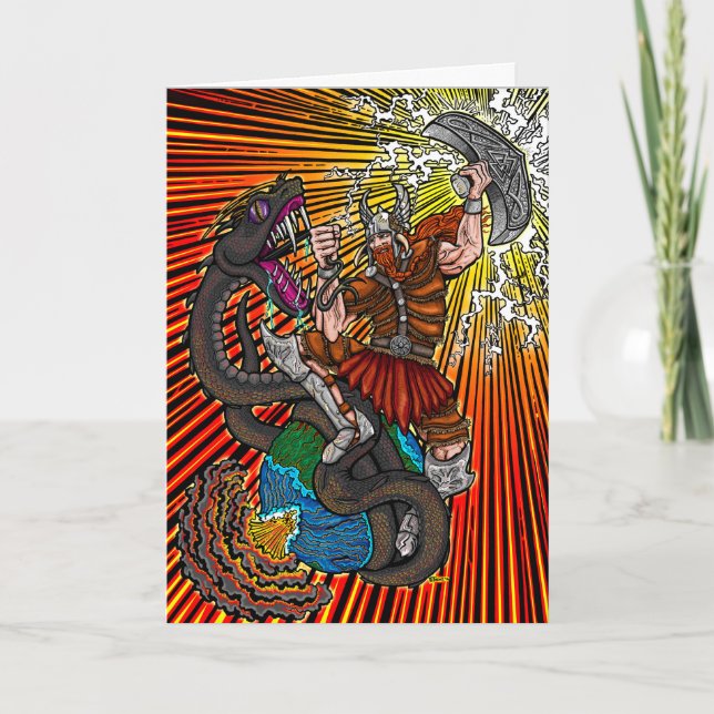 Thor vs. Jörmungandr Greeting Card (Front)