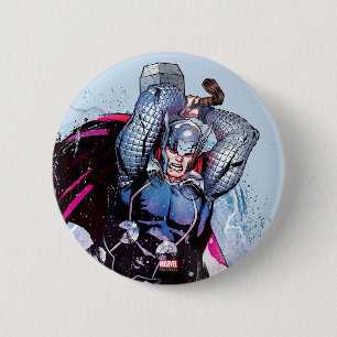 Thor Watercolor Character Graphic 2 Inch Round Button