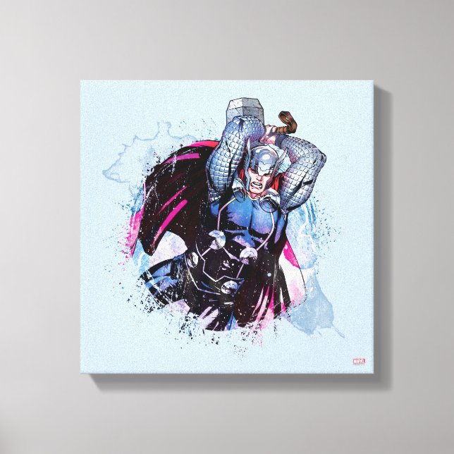 Thor Watercolor Character Graphic Canvas Print (Front)