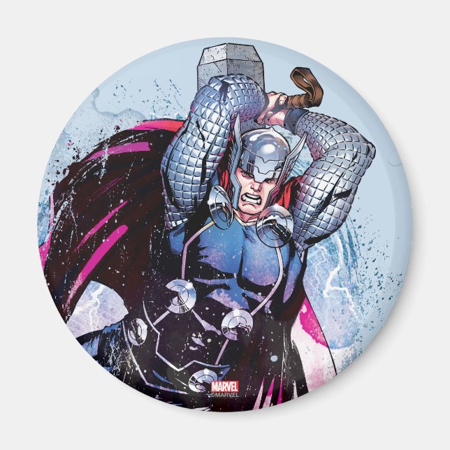 Thor Watercolor Character Graphic Magnet (Front)