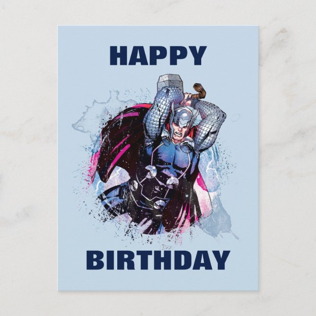Thor Watercolor Character Graphic Postcard (Front)