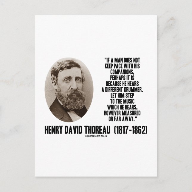 Thoreau Different Drummer Step To The Music Postcard (Front)