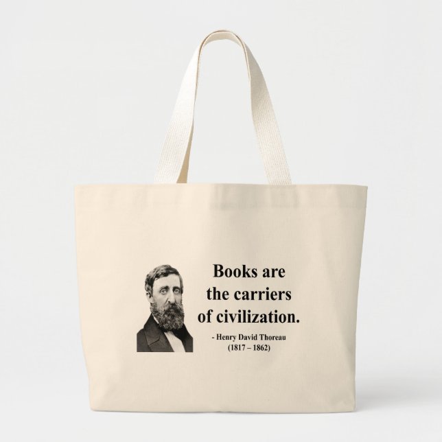 Thoreau Quote 9b Large Tote Bag (Front)