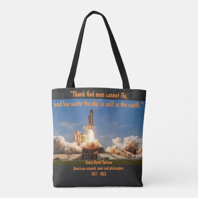 Thoreau Quote, Human Flight Tote Bag (Back)