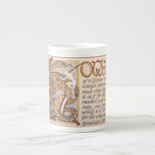 Thoreau quote in script, with decorated capital bone china mug