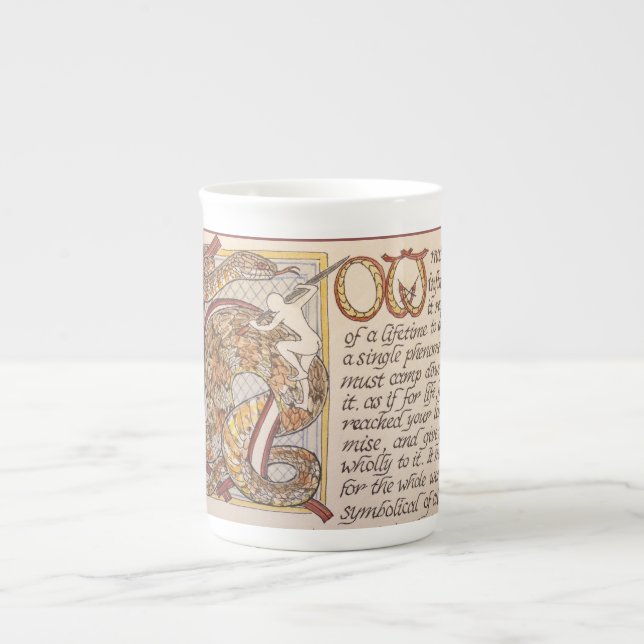 Thoreau quote in script, with decorated capital bone china mug (Front)