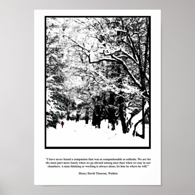 Thoreau Solitude Quote Poster - Lone Walk New Snow (Front)