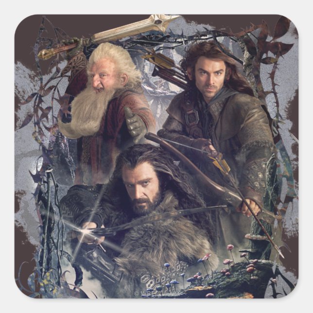 Thorin, Kili, and Balin Graphic Square Sticker (Front)
