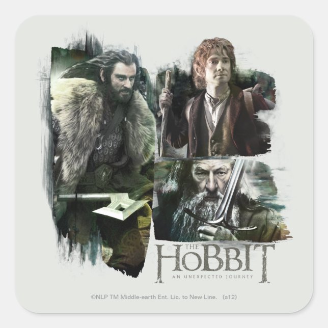 THORIN OAKENSHIELD™, BILBO BAGGINS™, & Gandalf Art Square Sticker (Front)