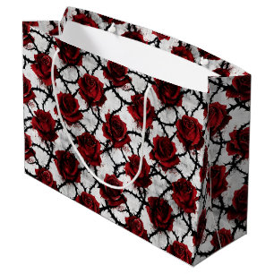 Thorned Red Roses Gothic Dark Love Anti-Valentine Large Gift Bag