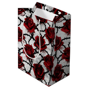Thorned Red Roses Gothic Dark Love Anti-Valentine Medium Gift Bag