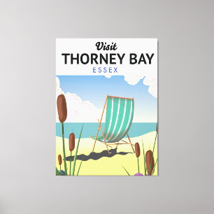 Thorney Bay, Essex Seaside travel poster Canvas Print