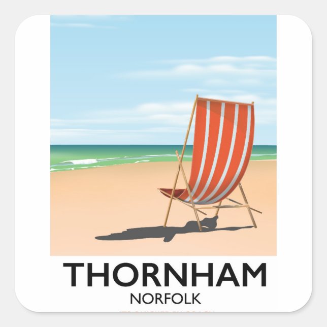 Thornham Norfolk seaside travel poster. Square Sticker (Front)