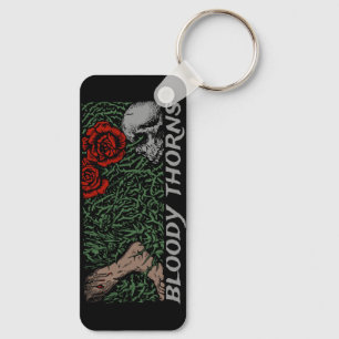 Thorns Skull Roses Feet Medieval Coloured Floral Keychain