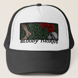 Thorns Skull Roses Feet Medieval Coloured Floral Trucker Hat