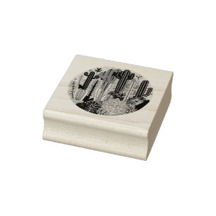 Thorns & Tranquillity -- Sun-Kissed Spines - Cacti Rubber Stamp