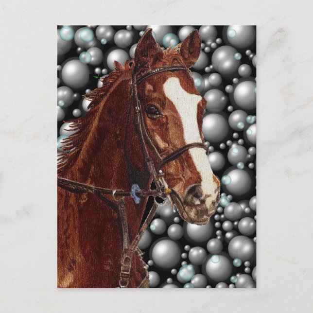 Thoroughbred & Bubbles Art Postcard (Front)