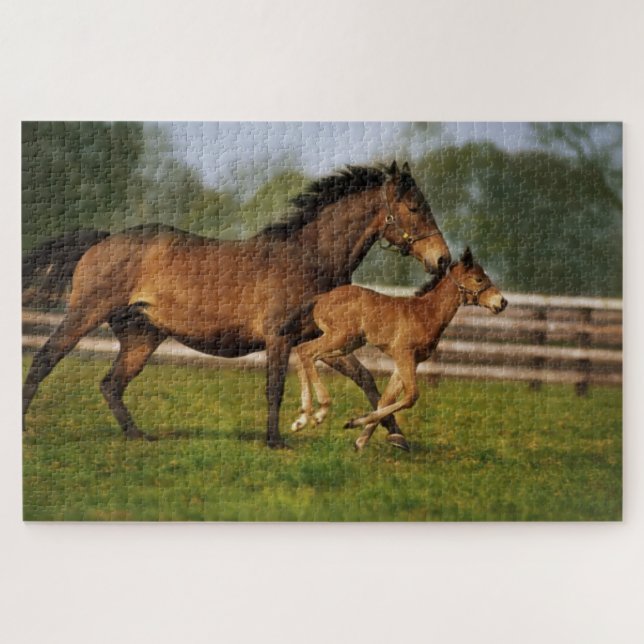 Thoroughbred Chestnut Mare & Foal Jigsaw Puzzle (Horizontal)