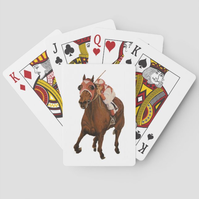 Thoroughbred Equine Wins Horse Race Playing Cards (Back)
